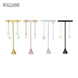 Metal Ring Earrings Display Holder Shops Selling Stand T Bar Stud Earrings Storage Hanger Dangle Jewelry Photography Organizer