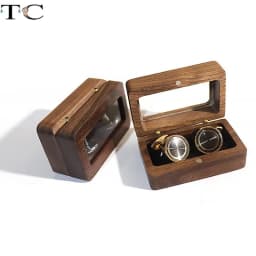 Solid Wood Black Walnut Window Exquisite Cufflink Box Sleeve Nails French Cufflink Collar Clip Box Package Gift Box
