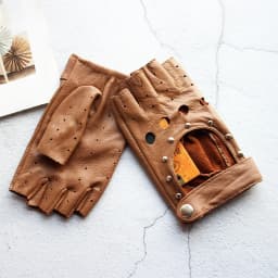 Women's Leather Half Finger Gloves Thin Single Layer Breathable for Spring Summer Outdoor Riding And Driving