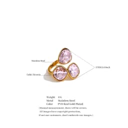 Yhpup 2026 Multi Color K9 Crystal Square Adjustable Ring for Women 18K Gold Color PVD Plated Shiny Exquisite Jewelry