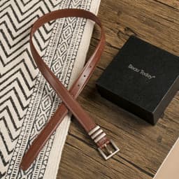 BEAUTODAY Belts Women Full Grain Leather Versatile Solid Color Metal Buckle 2024 Ladies Accessories Handmade 91055