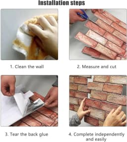 10/20/30PCS Self-Adhesive 3D Brick Wall Panels -0x30cm Waterproof Vintage Style for Bathroom Fireplace Decor Installation