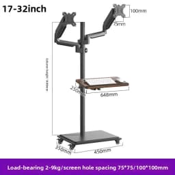 Adjustable Mobile Standing Desk Riser with Ergonomic Monitor Arm and Keyboard Tray