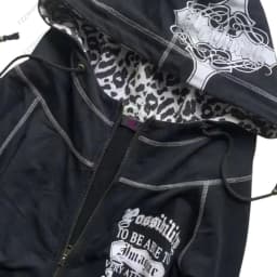 millennium y2k goth punk wind restoring ancient ways leopard grain printing charge show thin waist splicing skulls hooded fleece