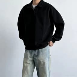 Spring Autumn Men's Collar Sweatshirt Loose Casual Daily Pure Color Top Comfortable Polyester Fabric Long Sleeve Shirt