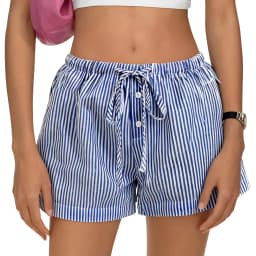 Xingqing y2k Mini Shorts Women Summer Clothes Solid Color/Striped Print Drawstring Elastic Waist Shorts Hot Pants Streetwear