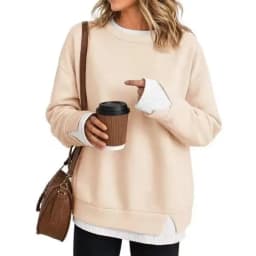 Casual Long Sleeve Top with Round Neck Mid Length Streetwear Women Hoodie Pullover Regular Thickness Patchwork Sweatshirt