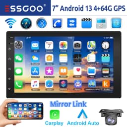 ESSGOO 7"/9"/10“ 2 DIN Android 14 4+64G Car Stereo Carplay Android Auto GPS Navi Bluetooth FM RDS Radio WIFI Touchscreen ChatGPT