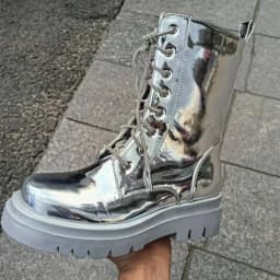 2026 Silver Belt Buckle Cross Strap Rhinestone Short Boots Casual Motorcycle Thick Sole Knight Boot Women Winter Silver Shoes