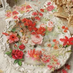 40sheets/pack Transparent PET Stickers Scrapbooking Materials DIY Junk Journal Collage Floral Leaves Plants Decor Stickers