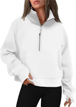 Women's Autumn/Winter Half-Zip Stand Collar Sweatshirt Casual Versatile Long Sleeve Hoodies Pullover