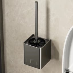 Bathroom Toilet Brush Holder Cleaning Tools Space Aluminum Wall Mounted No Drill Vertical Toilet Brush Bathroom Accessories