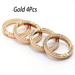 Spring O-Ring Buckle Clips, Alloy Trigger Spring Snap Hook Glossy Rhinestone Key Ring, Creative DIY Keychain Accessories