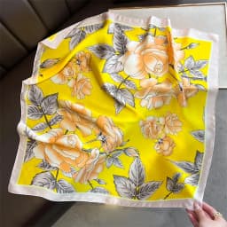 2025 New Yellow Lemon Print Square Silk Scarf for Women 70*70cm Neck Ties Fashion Decorate Neckerchief Female Hijab Bag Ribbions
