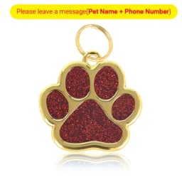 Personalized Collar Pet ID Tag Custom Free Engraved Cat Dog Puppy Name Necklace Gold Paw Glitter Pendant Pet Accessories 3CM