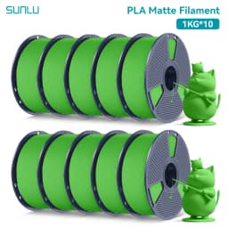 SUNLU 10Roll PLA Matte Filament 1.75mm 1kg Spool (2.2lbs) Smooth Matte Finish Neatly Wound Filament Fit Most FDM Printer