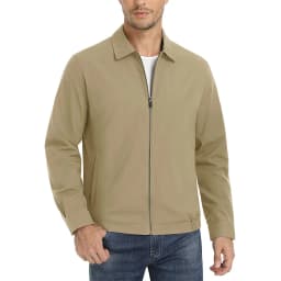 MAGCOMSEN Men's Zip-Front Golf Jacket Spring Summer Casual Jacket Solid Color Turn-down Collar Outerwear Hiking Fishing Travel