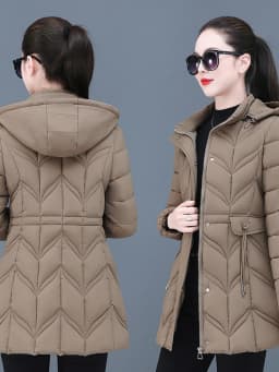 Slim Fit Women's Cotton Jacket 2025 New Style Autumn Winter Coat Polyester Fiber Fill Long Sleeve Zipper Closure Mid-Length