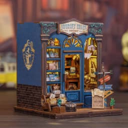 Cutebee DIY Miniature House Book Nook Bookshelf Insert Dollhouse Model Street Shop Series Wooden Bookshelf Toys Birthday Gifts