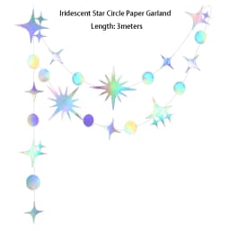 Iridescent Star Moon Circle Garland Ramadan EID Mubarak Birthday Party Decorations Hanging Crescent Twinkle Little Star Streamer