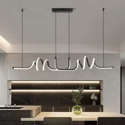 Modern Black LED Pendant Light for Dining Room Curved Chandelier Efficient Home Lighting Fixture Kitchen Living Room Home Decor