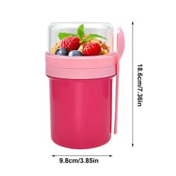 Overnight Oat Cup Glass With Lid And Spoon Double layer Sealed Food Breakfast Cup Portable Cereal Milk Salad Yogurt Cup