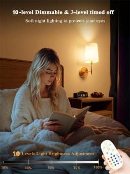 Wireless Rechargeable Battery-Powered Wall Light with 4000 Mah, Dimmable, Detachable Bulb and Remote Control, 15-Color Wireless Wall Lamp, Suitable for Bedroom, Living Room, Hallway Decoration