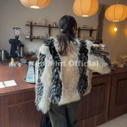 Neo Mint Luxury Brand Design Striped Patchwork Fur Jacket Women Winter Fluffy Faux Fox Fur Coats Chic Girls Thick Warm Outerwear