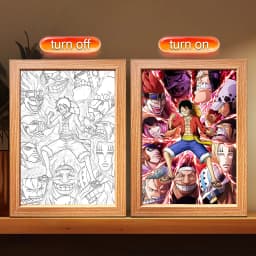 Anime Character One Piece Luffy Zorro Animated Frame LED Light Study Bedroom Christmas Birthday Gift