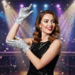 Silver Glitter Mesh Gloves Dance Costume Accessories for Women Party Performance Fashion Handwear