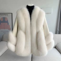 Whole Skin Fox Fur Grass Women's Mid length 2023 New Fur Integrated Sheep Skin White Duck Down Down Coat Winter