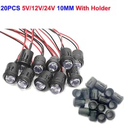 20-1000pcs 3mm 5mm 10mm LED Pre-wired water clear 3V 5V 12V Red Green Blue white RGB UV light-emitting diode with Plastic Holder