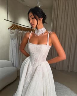 Rebecca Customized Elegant Spaghetti Strap A-Line Wedding Dress White Lace Vestido De Novia Floor-Length Vestido De Novia Boda