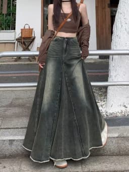 Women Denim Skirts Solid Skirt A Line Button Pocket Ankle Length Zipper Fly Empire Waist None Strech Casual Loose 2026 Autumn