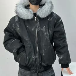 Outdoor Style Jacket Thickens Comfortable Parkas Winter Men's Cotton Jacket with Fur Collar Embroidery and Tie-dye Design Parkas
