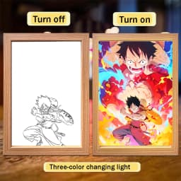 Anime Character One Piece Luffy Zorro Animated Frame LED Light Study Bedroom Christmas Birthday Gift