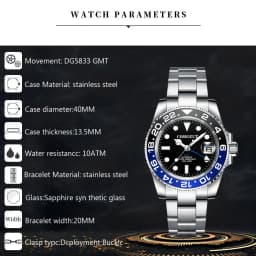 Custom Logo New Men Mechanical Wristwatch Jubilee Stainless NH34 GMT Watch Sapphire Glass Men Watches hombre