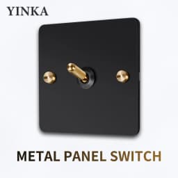 YINKA Stainless Steel Light Switch with Copper Toggle, Durable Modern Metal Wall Switch for Home, Single/Double/Triple Options