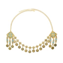 Afghan Vintage Alloy Coin Tassel Turquoise Head Chains for Women Bohemian Boho Tribal Gypsy Statement Hairband Ethnic Jewelry