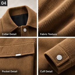 Men's Corduroy Overshirt Snap Button Front Dual Flap Chest Pockets Turn Down Collar Long Sleeve Regular Fit Casual Jacket