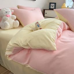 Ins Style Solid Color Duvet Cover Set Washed Cotton Bedclothes Comforter Cover Pillowcase Soft Bedding Sets Quilt Covers 220x240