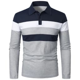 New Men Long Sleeve Tshirt Splicing Polos Tee Business Breathable Streetwear Basic Lapel Tops Lightweight T Shirts for Men
