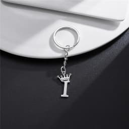 Unique DIY Crown Stainless Steel A-Z Letters Pendant Keychains for Men Women 26 Alphabet Car Key Ring Name Jewelry Keyrings Gift