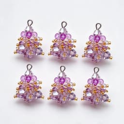 6PCS/SET Winter Christmas Tree Charms Beaded Crystal Glass Handmade Woven for Earrings and Necklace Diy Making Jewelry Gifts