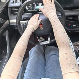 Summer Breathable Mesh Diamond Sequin Elasticity Fingerless Gloves Driver Sunscreen Fashion Personality Stage Performance Sleeve