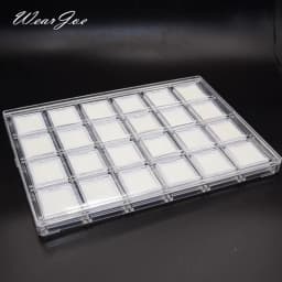 24pcs Gemstone Display Box Gem Stone Collection Organizer Tray with Cover Loose Diamond Jewelry Holder Protection Box Container