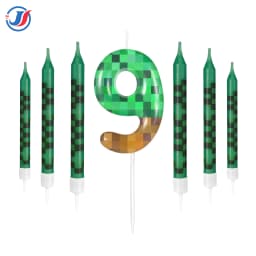 7Pcs Retro Pixel Birthday Cake Candles Topper for Pixel Theme Party Anniversary Party Video Game Party Supplies for Boys Girls