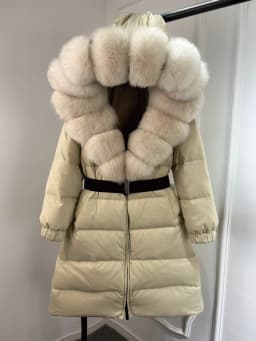 Lagabogy 2025 Winter Puffer Jacket Women Real Fox Fur Hooded Collar Thick Warm Long White Duck Down Coat Loose Luxury Outerwear