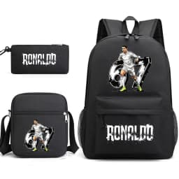 Cr7 Ronaldo 67 Print School Backpack Set with Shoulder Bag & Pencil Case for Teens Kids Lightweight Daypack