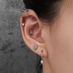 Right Grand ASTM F136 Titanium Small Kite Cubic Zirconia Charm for Lobe Ear Piercing Huggie Hoop Earrings